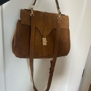 Brown genuine Suede Satchel Handbag